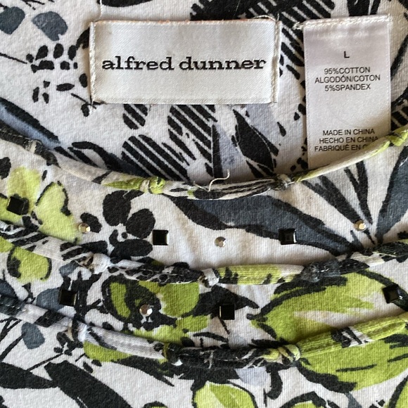 ALFRED DUNNER Blouse Floral Print 3/4 Sleeve Embellished Top - Picture 4 of 9